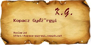Kopacz Györgyi névjegykártya